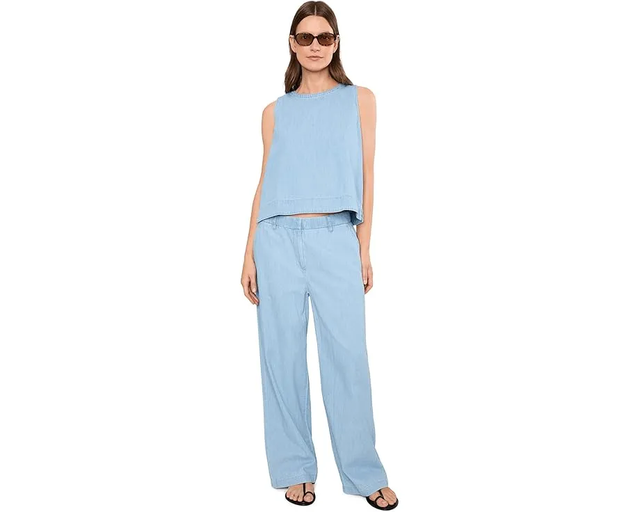 Lightweight Organic Cotton Denim High-Waisted Full Length Trousers