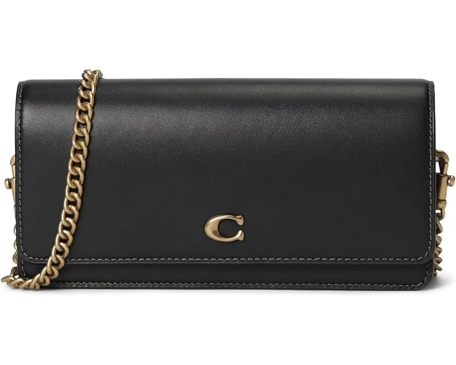 Длинный кошелек COACH Evie с цепочкой из телячьей кожи