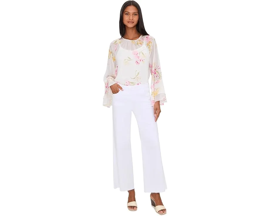 Блуза Vince Camuto с двойными рюшами на рукавах и круглым вырезом