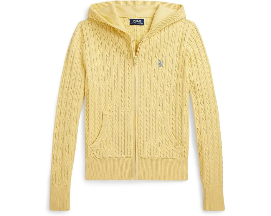 Хлопковый худи на молнии с мелкой резинкой Polo Ralph Lauren Kids для детей постарше