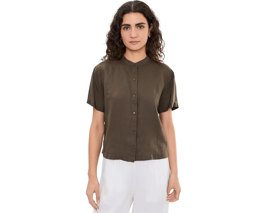 Рубашка Eileen Fisher с воротником-стойкой из органического льна