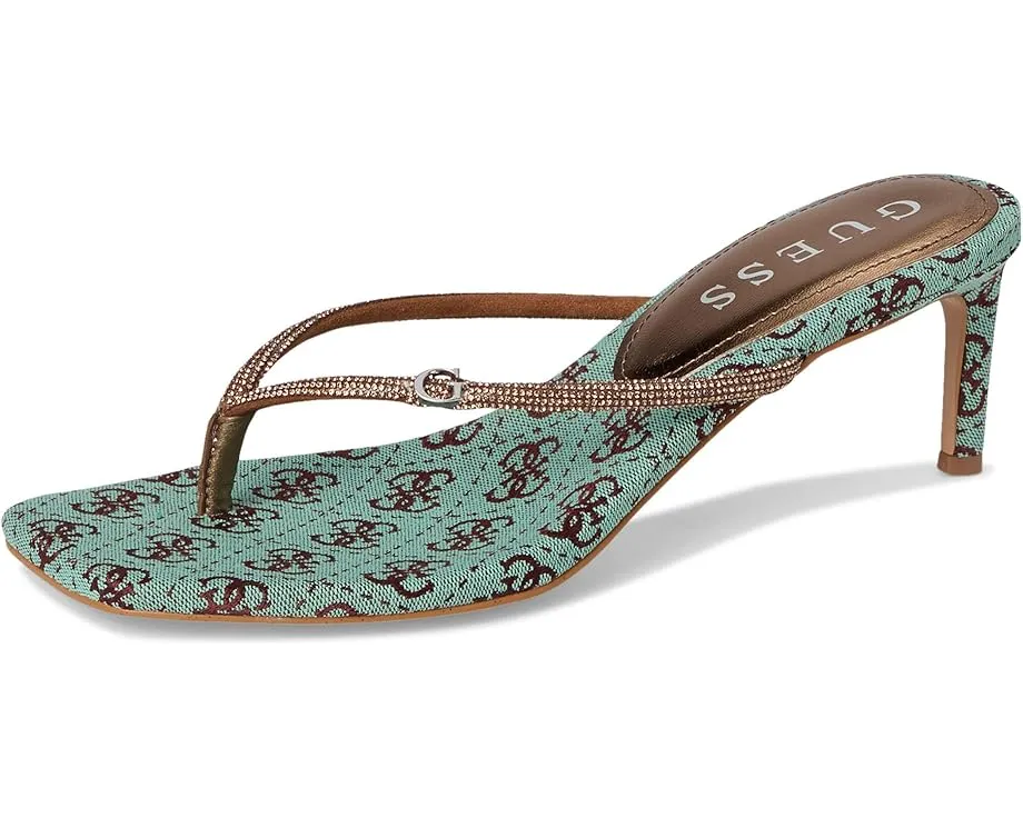 Босоножки GUESS Mayan на тонком каблуке с ремешком стразами