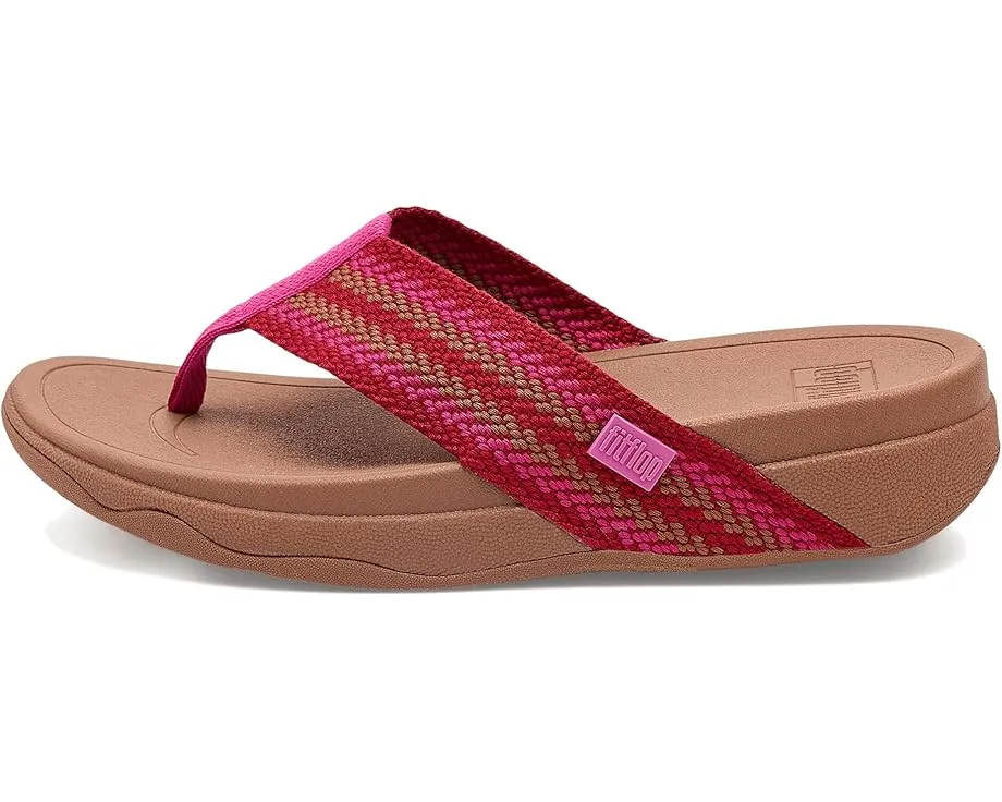 FitFlop Surfa Stripe-Webbing Toe-Post Sandals с ремешками из тесьмы