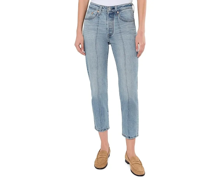 Джинсы Levi's 501 Crop зауженного кроя с высокой посадкой и потертостями