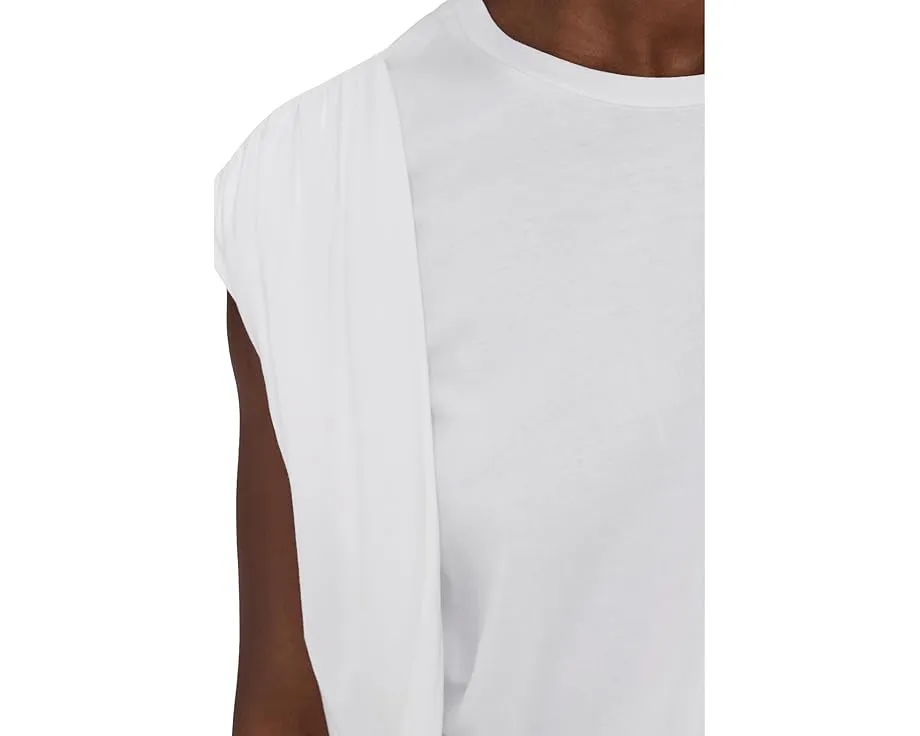 Топ Vince Relaxed Short Sleeve Drape Top с драпировкой на плече
