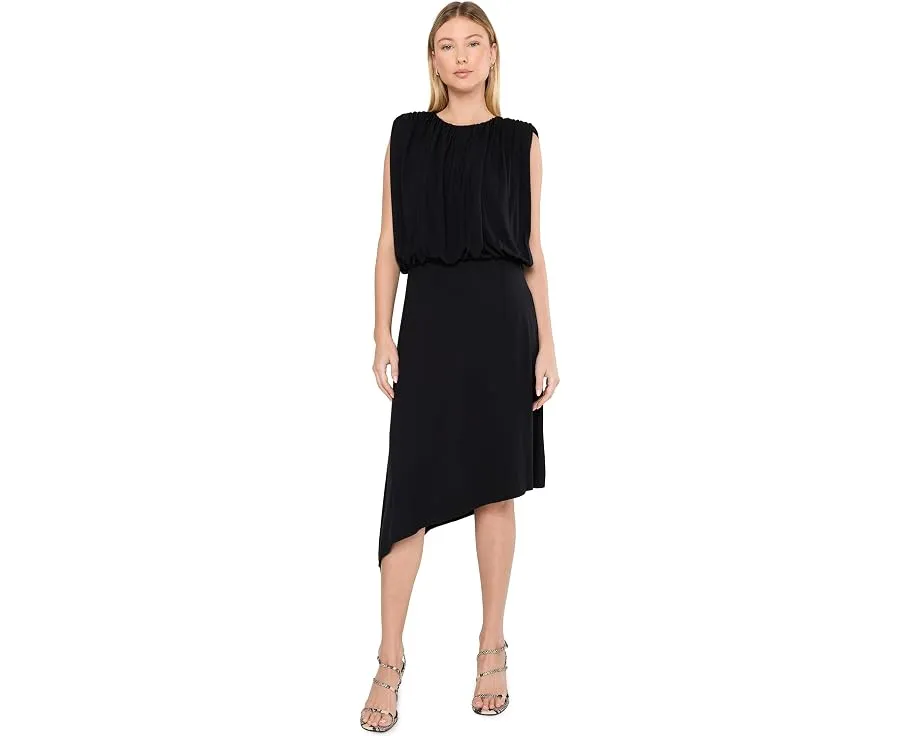 Асимметричное трикотажное платье Draped Asymmetrical Knit Dress Liverpool Los Angeles черное