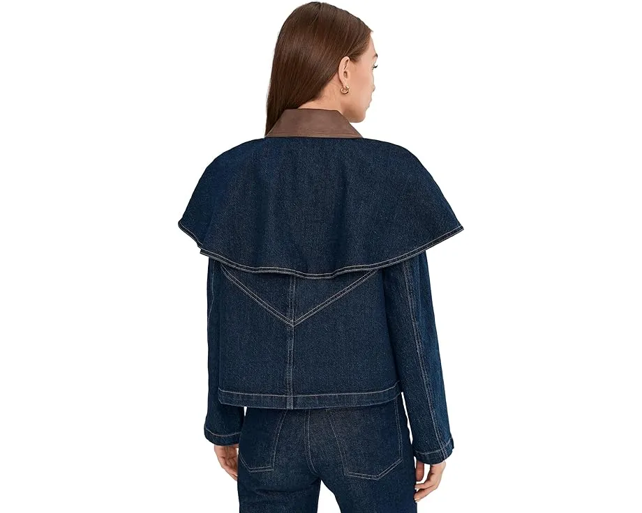 Короткое пальто-накидка Avec Les Filles с кожаными деталями