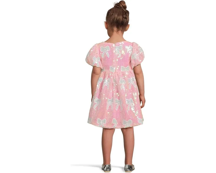 Lola and The Boys Платье с бантами из пайеток нежно-голубого цвета