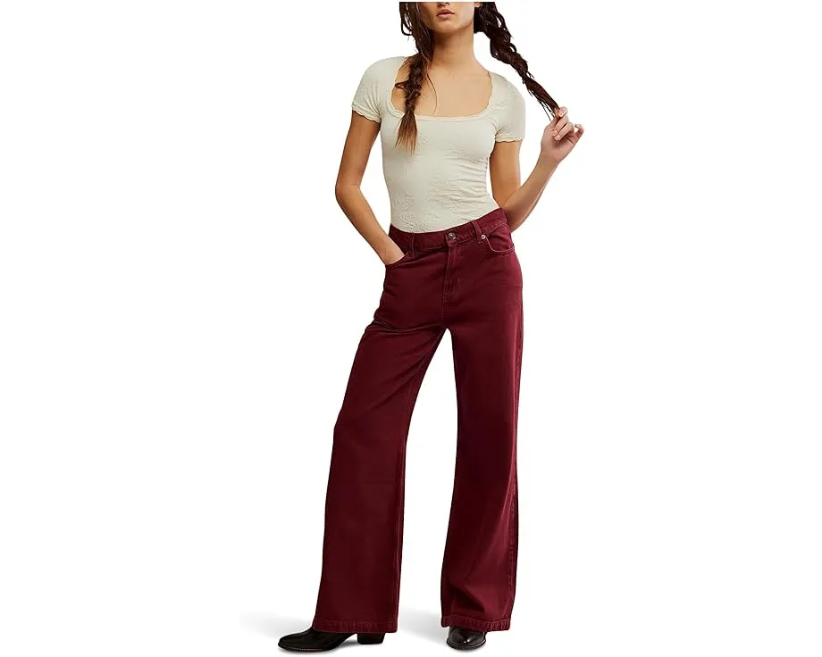 Джинсы Free People Stride с широкими штанинами и низкой посадкой