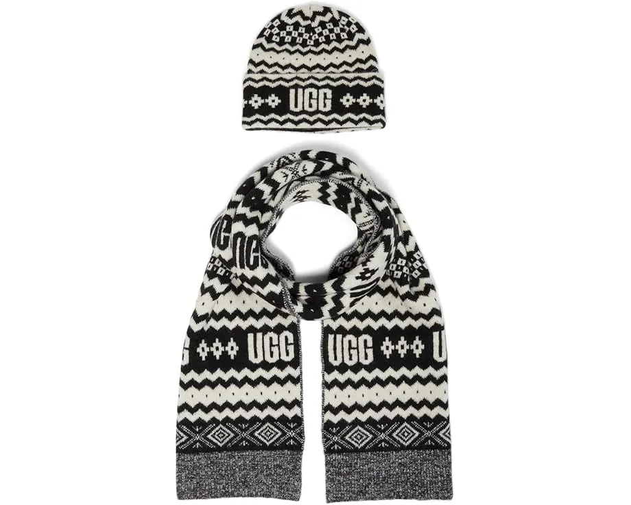 Набор Isle Set от UGG с шапкой и шарфом в жаккардовом узоре