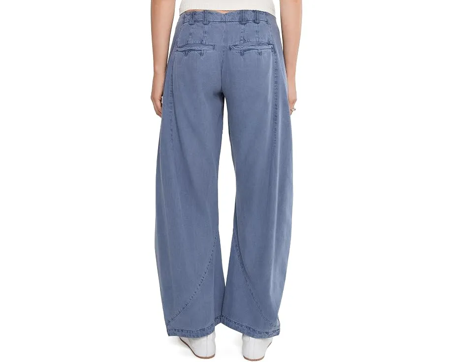 Free People брюки чинос Spotlight Washed Barrel из коричневого хлопка