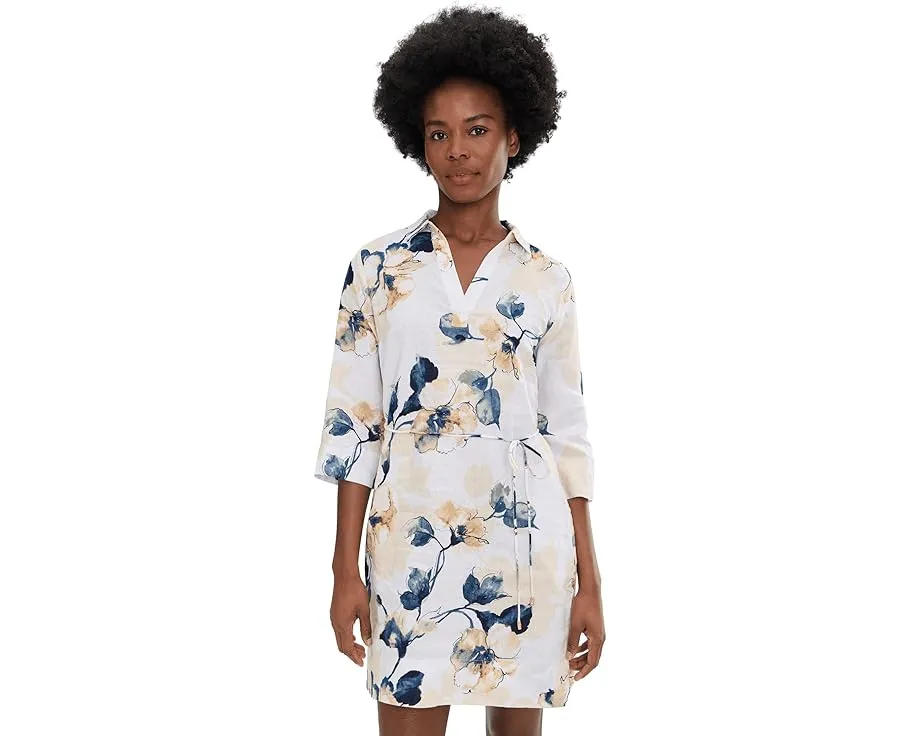 Платье-трапеция Tommy Bahama Beleza Blossom с рукавом 3/4 и воротником