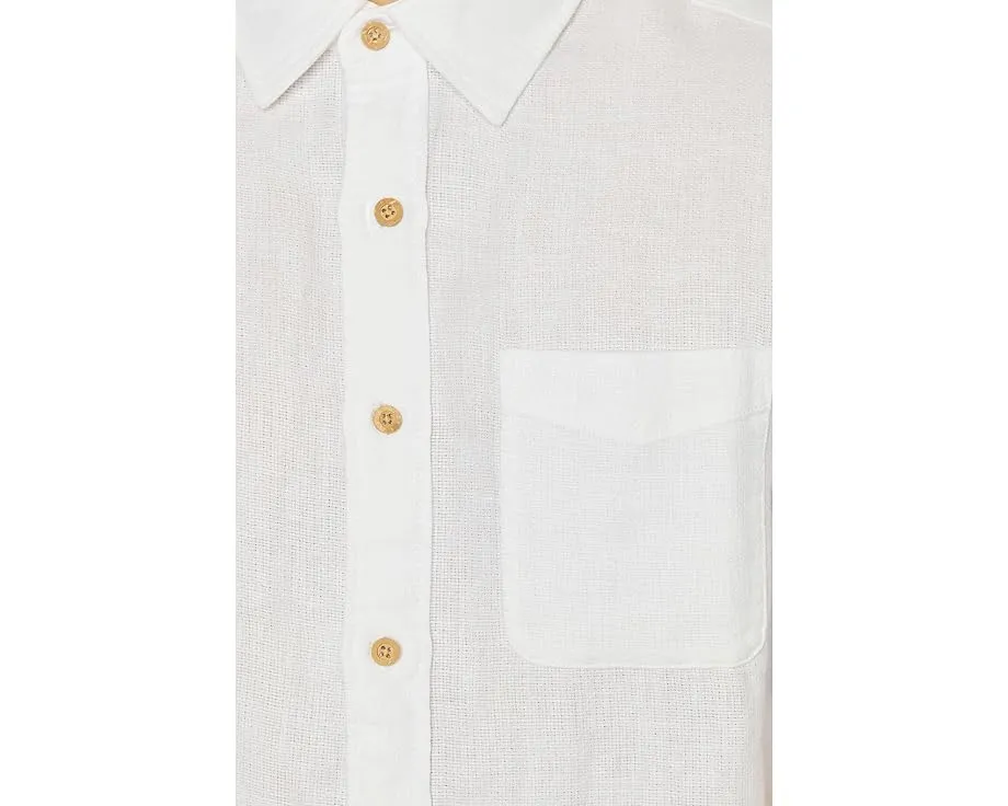Рубашка Faherty Short Sleeve Palma Linen Shirt из 100% льна с накладным карманом