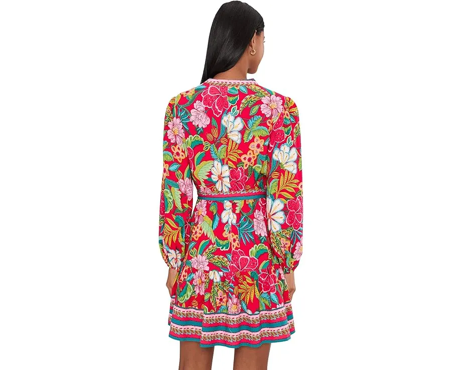 Короткое платье Short Printed Rayon с поясом на завязках от Adrianna Papell