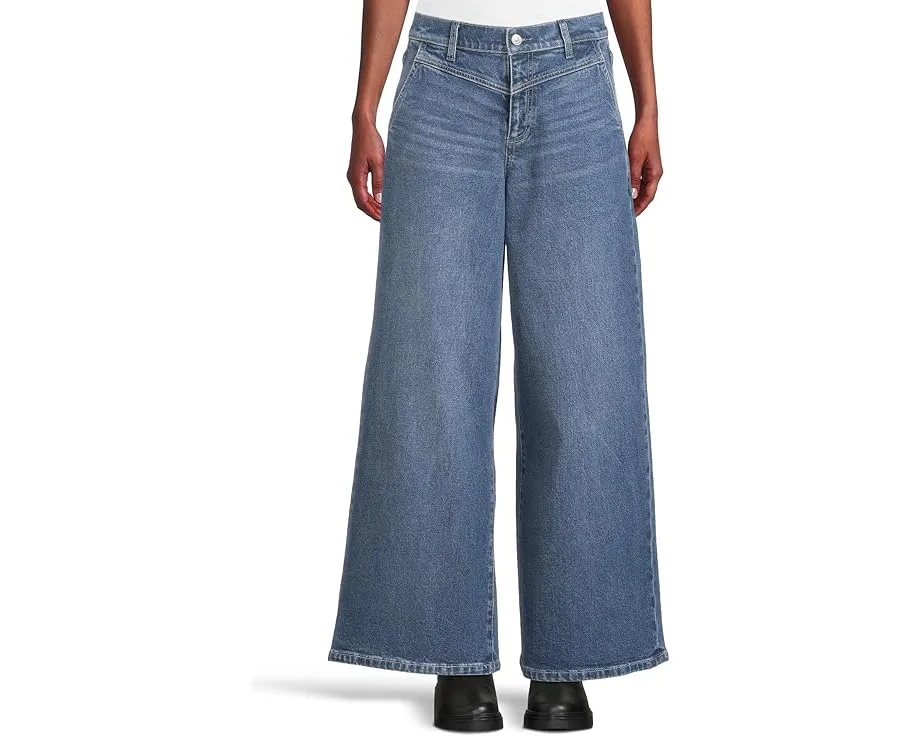 Джинсы-клеш Paige Cameron Wide Leg 31 с кокеткой и карманами как у брюк в цвете Katerina
