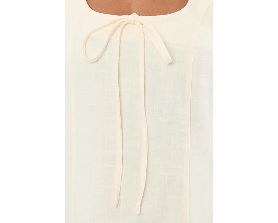 Chalk Mark A Line Flare Linen Dress in Beige