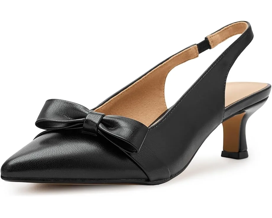 Туфли Paloma на низком каблуке kitten heel с мысом и ремешком через пятку