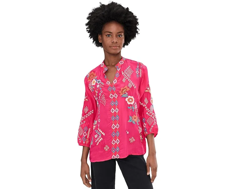 Блуза Bria из купра с вышивкой и рукавами три четверти Karyn Seo