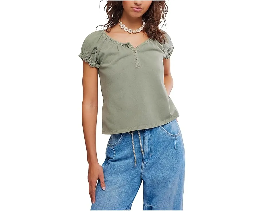 Free People Футболка We The Free Issa с короткими рукавами-буфами
