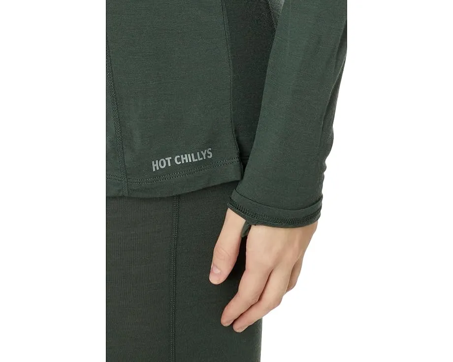 Футболка Hot Chillys Clima-Wool Zip-T с полузастежкой молнией и манжетами