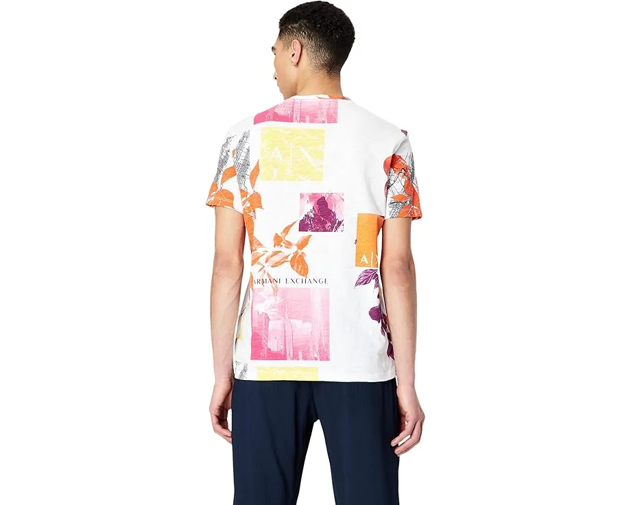 Футболка Armani Exchange All Over Collage Print с круглым вырезом и цветочным принтом