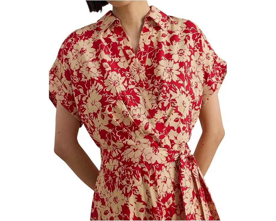 Платье Lauren Ralph Lauren с цветочным принтом и поясом из крепа