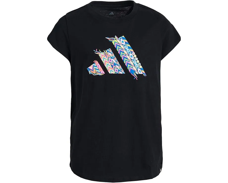 Футболка adidas Kids Essential Heather с принтом и удлиненным подолом