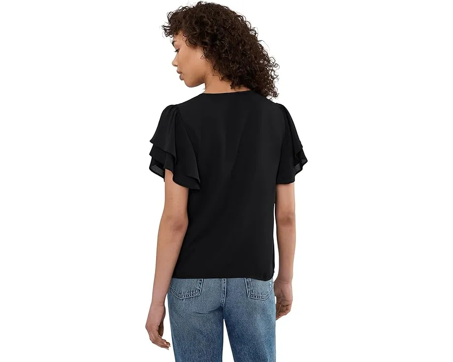 Топ CeCe с двойным рукавом флаттер и сборкой на плечах