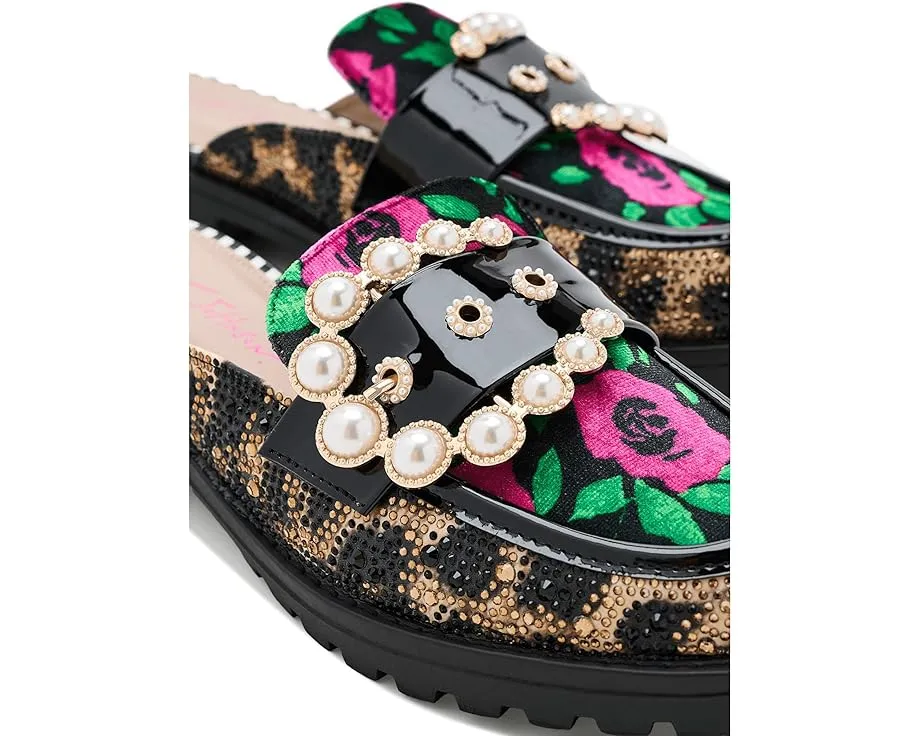 Бартоны Mules Blue by Betsey Johnson с пайетками и жемчужной пряжкой