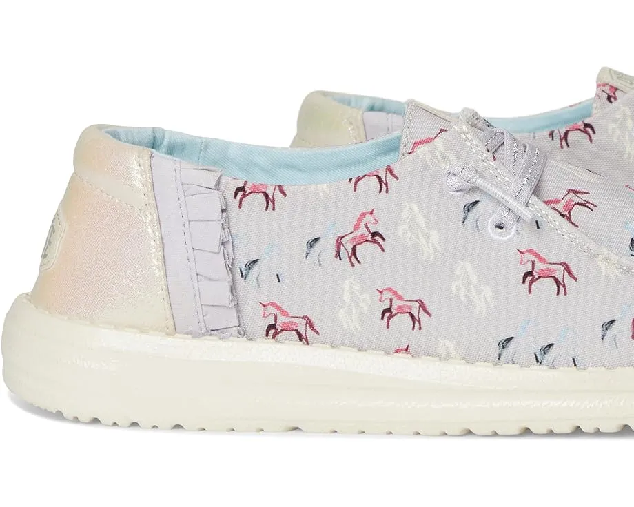 Детские слипоны Hey Dude Kids Wendy Unicorn Sparkle с текстильным верхом и блестками