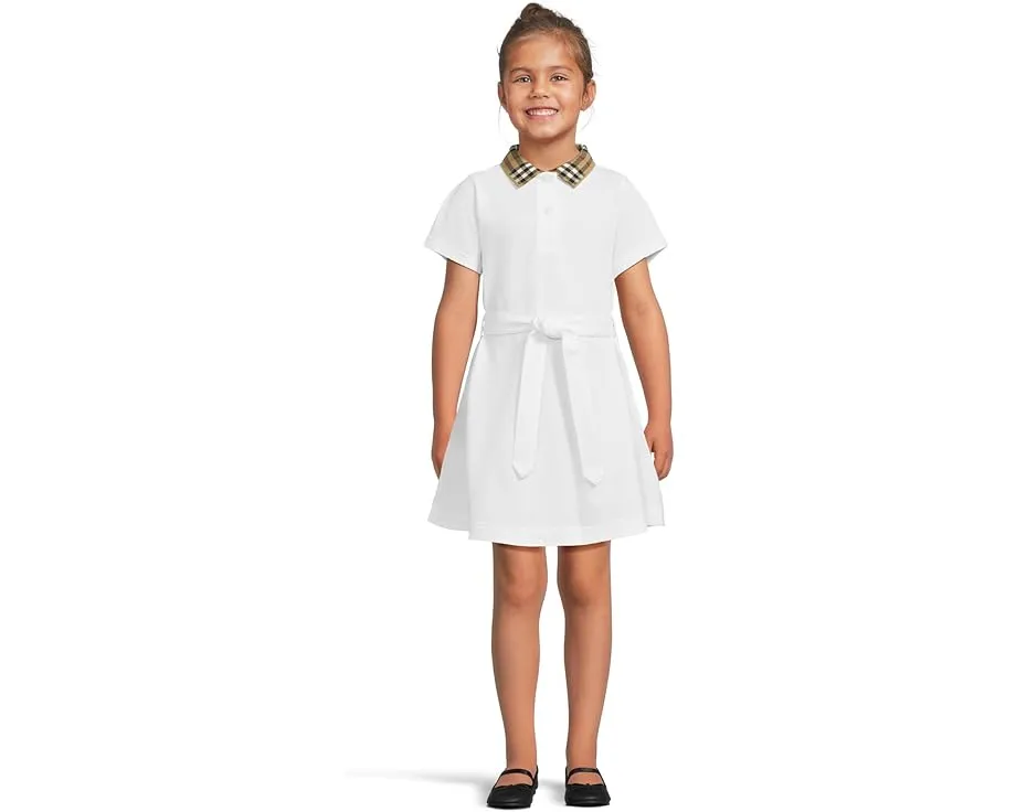 Платье Burberry Kids Astrid Check Collar с клетчатым воротником и поясом