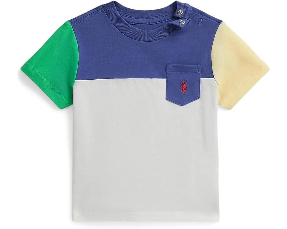 Футболка с цветными блоками из хлопкового джерси Polo Ralph Lauren Kids для младенцев
