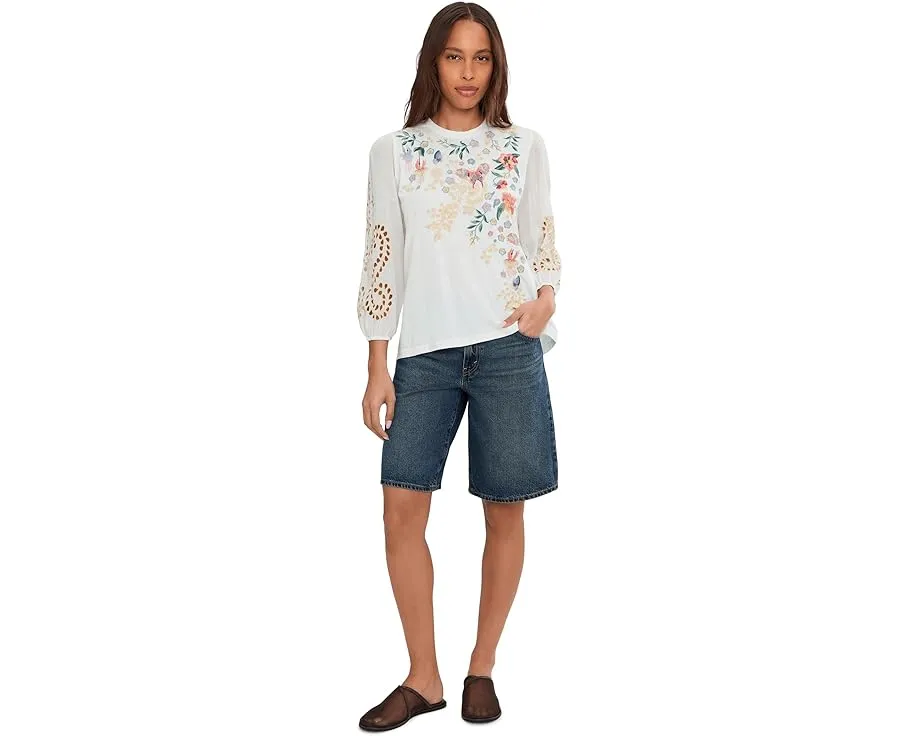 Johnny Was Топ с рукавом 3/4 и комбинированной отделкой