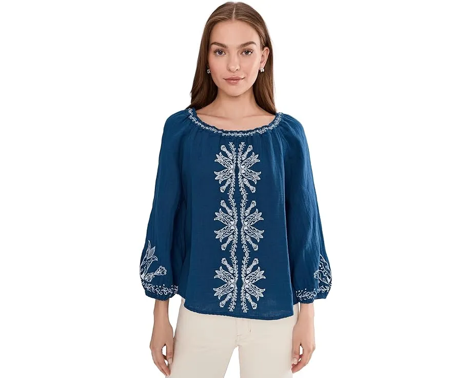 Блуза Liverpool Los Angeles с рукавом 3/4 и вышивкой на эластичной горловине