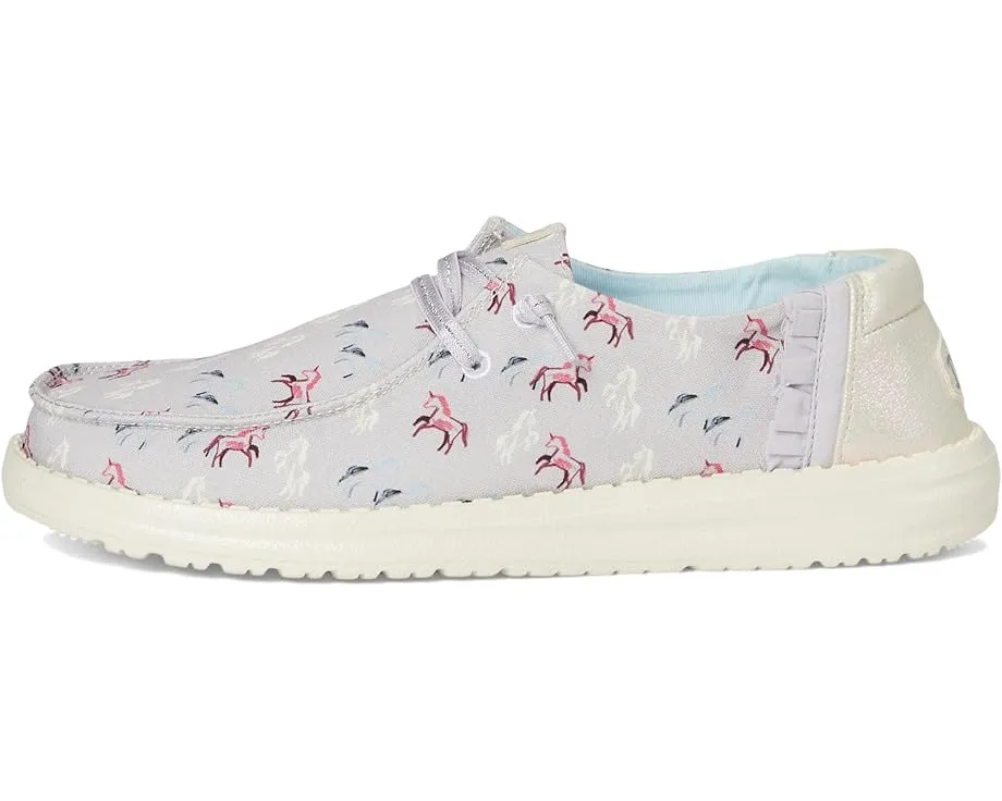 Детские слипоны Hey Dude Kids Wendy Unicorn Sparkle с текстильным верхом и блестками