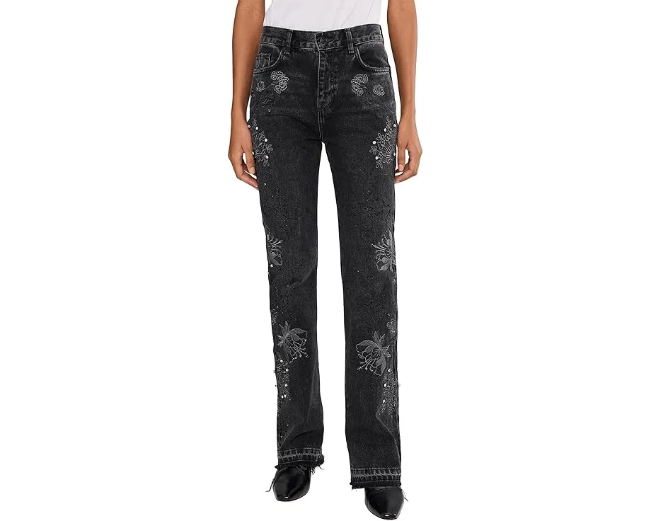 Джинсы Free People Irie Embellished с декором и прямой штаниной