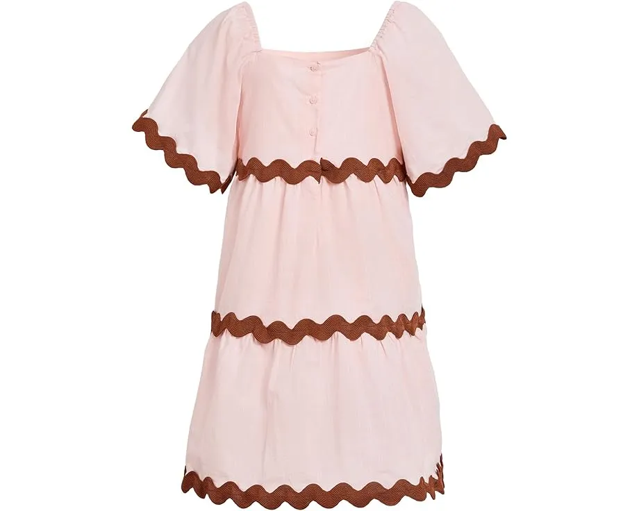 Платье Ric Rac Trimmed с квадратным вырезом и короткими рукавами