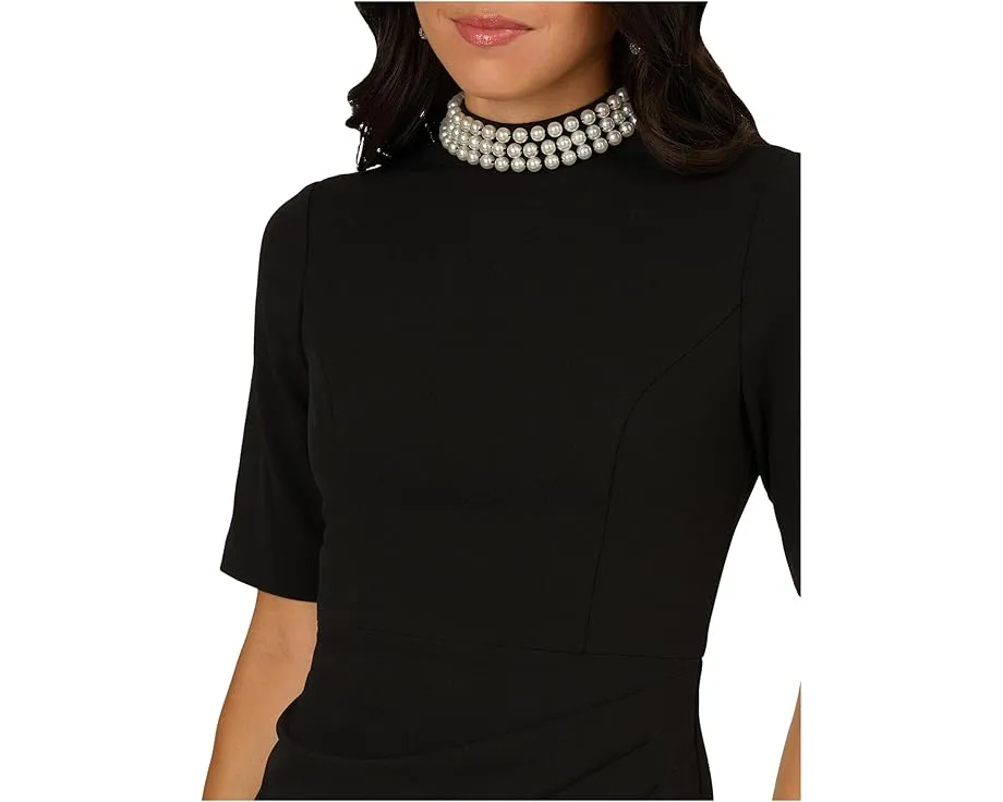 Короткое платье из крепа с жемчужным декором Adrianna Papell