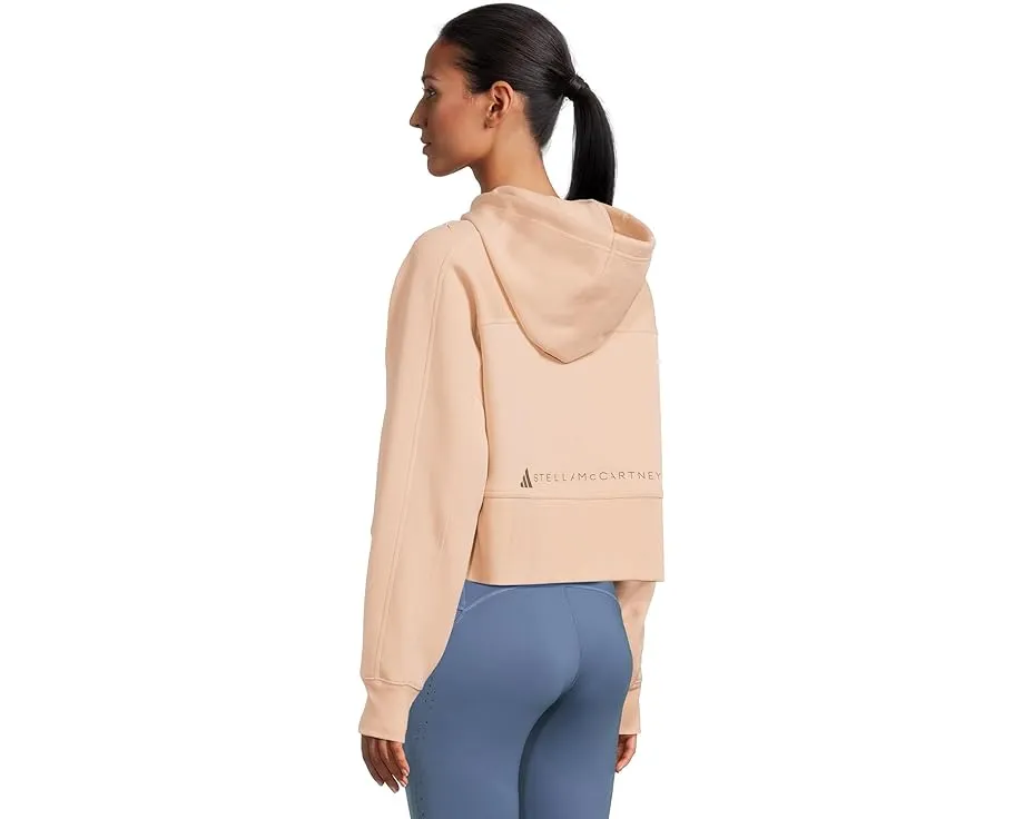 Кропированный худи adidas by Stella McCartney с капюшоном и карманом-кенгуру