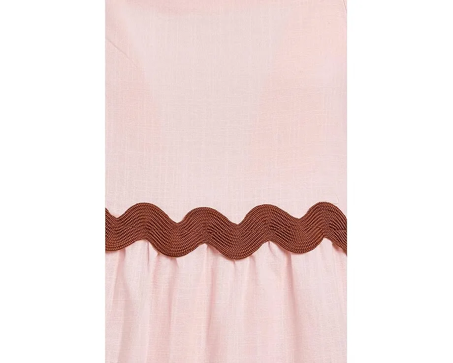 Платье Ric Rac Trimmed с квадратным вырезом и короткими рукавами