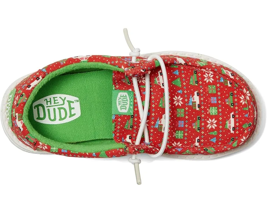 Кроссовки Wally Holiday Sweater от Hey Dude Kids с праздничным принтом и эластичными шнурками