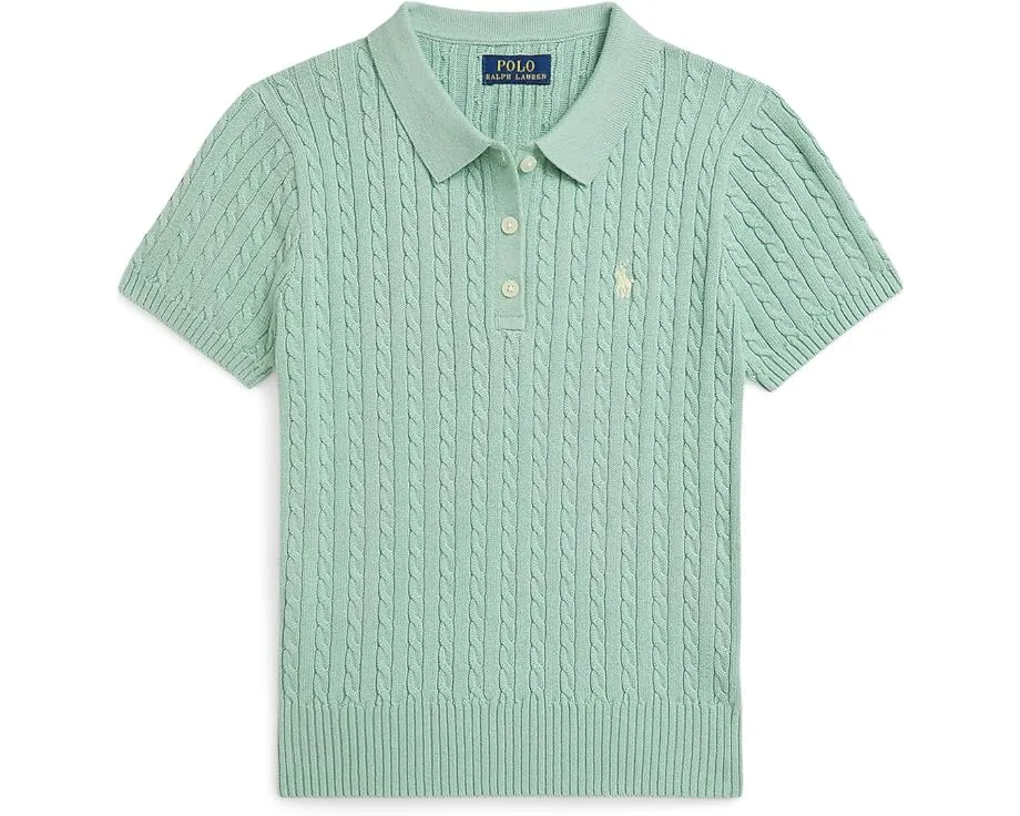 Свитер-поло из хлопка с мелким жаккардом Polo Ralph Lauren Kids для детей постарше