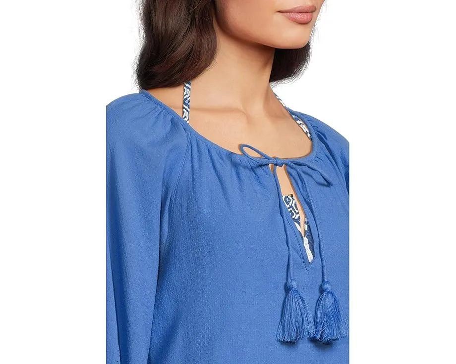 Платье с вышивкой Eyelet Cove от Tommy Bahama с разрезанным воротом и карманами