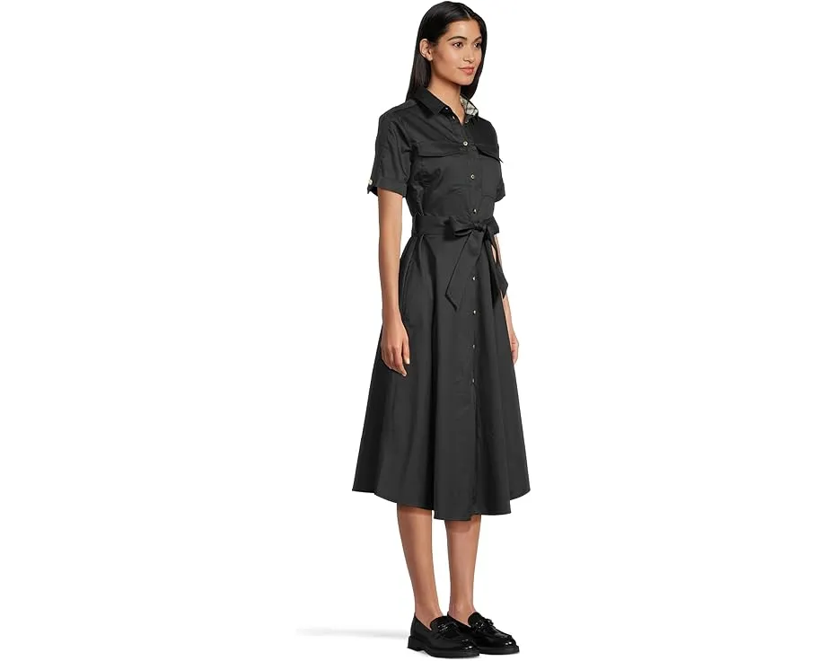 Платье миди Barbour Ivy из хлопкового сатина с погонами и поясом