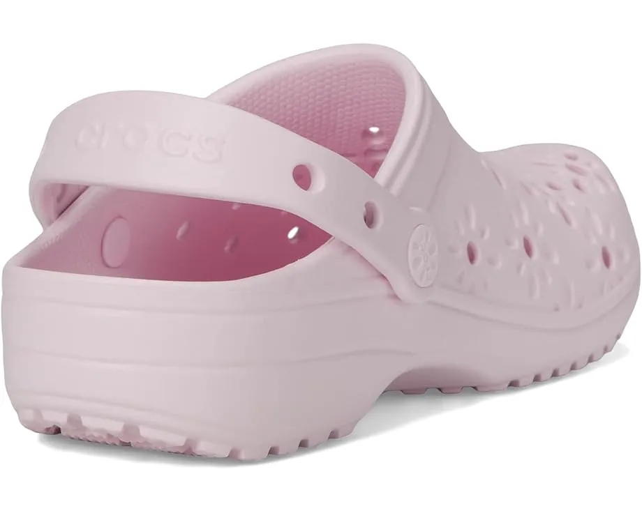 Классические сабо Crocs для детей с цветочным ажурным дизайном