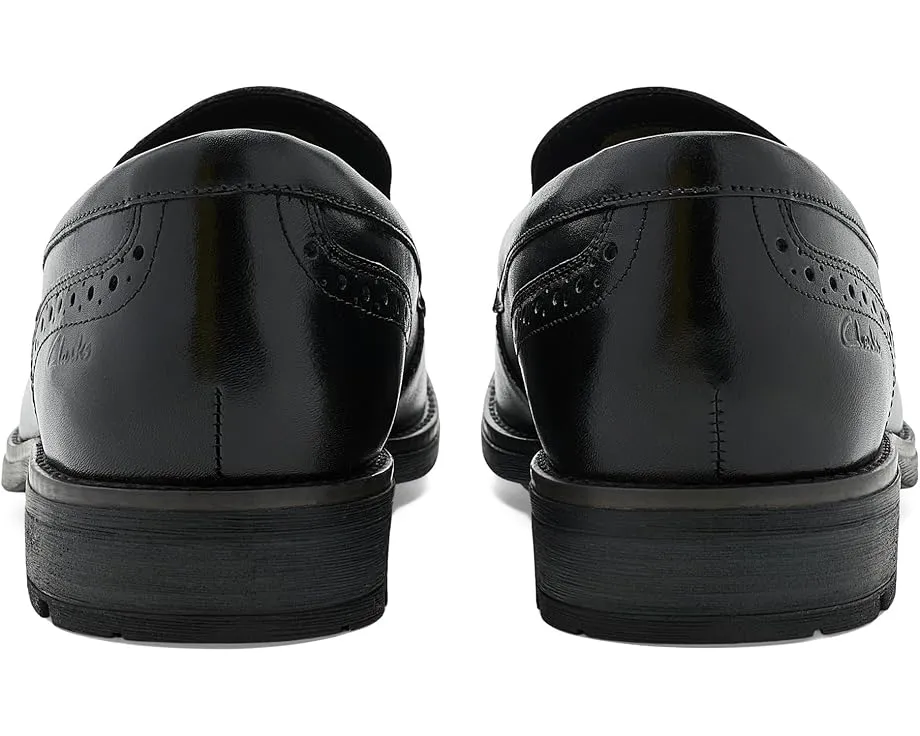 Clarks Emmet Step туфли на каждый день из черной гладкой кожи