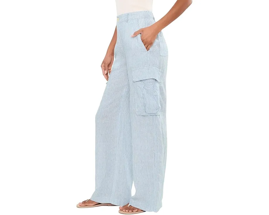 Брюки карго Pinstripe Linen Wide-Leg Lauren Ralph Lauren из льна в полоску