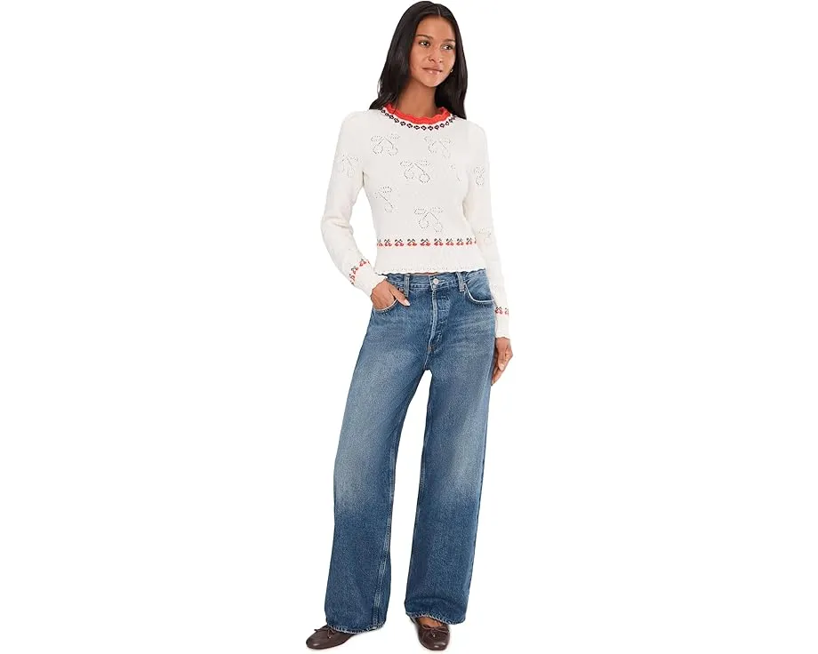 Облегающий кардиган Tilly Free People с ажурной вязкой и длинными рукавами