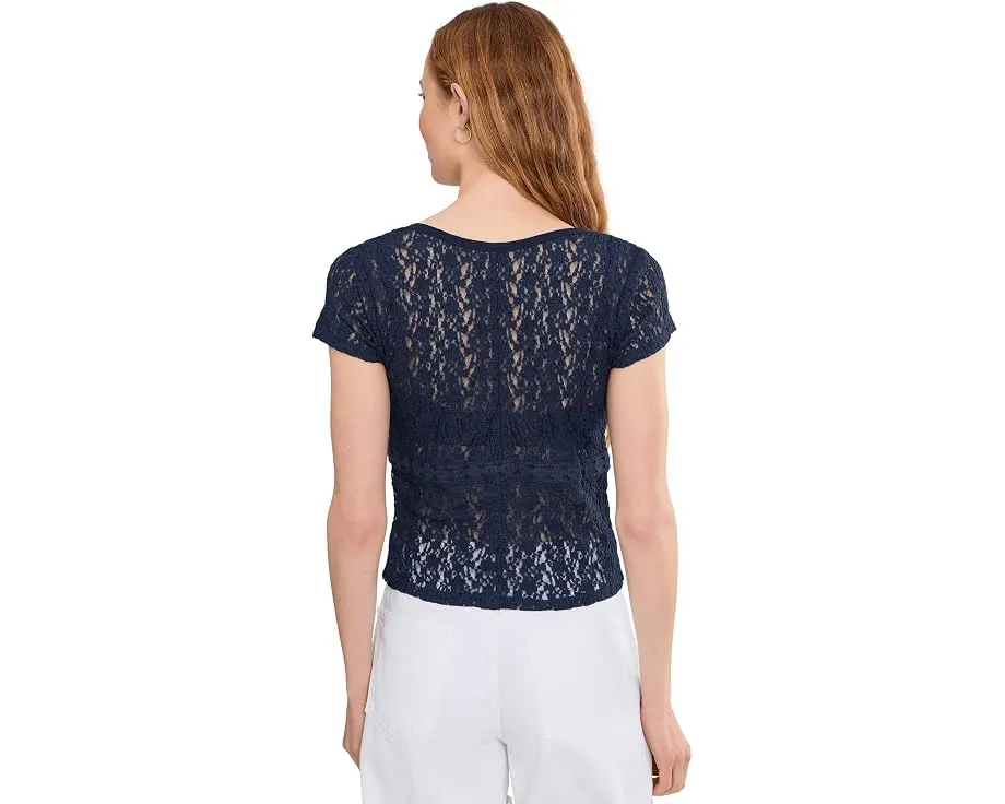 Футболка с коротким рукавом Claro Free People с кружевным узором