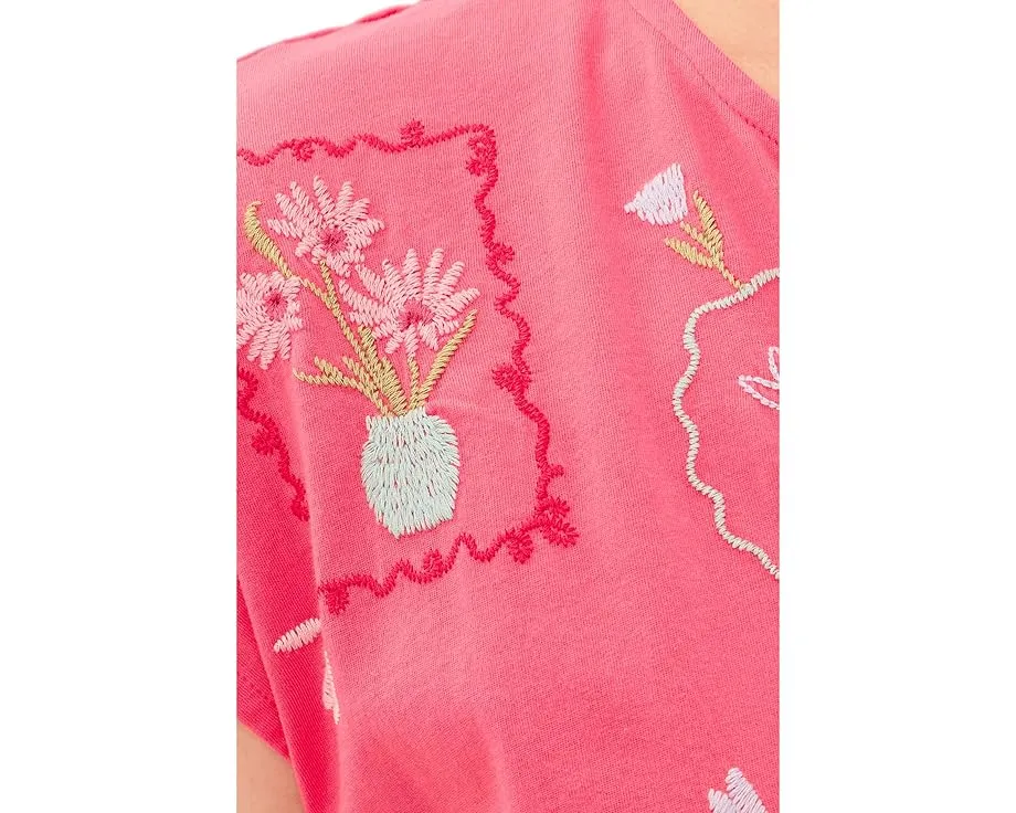 Футболка Slit Front Tee Fleur с разрезом Johnny Was